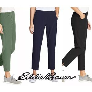 Eddie Bauer Traveler Departure Ankle Pant Black Poly Spandex Blend Pockets NWOT